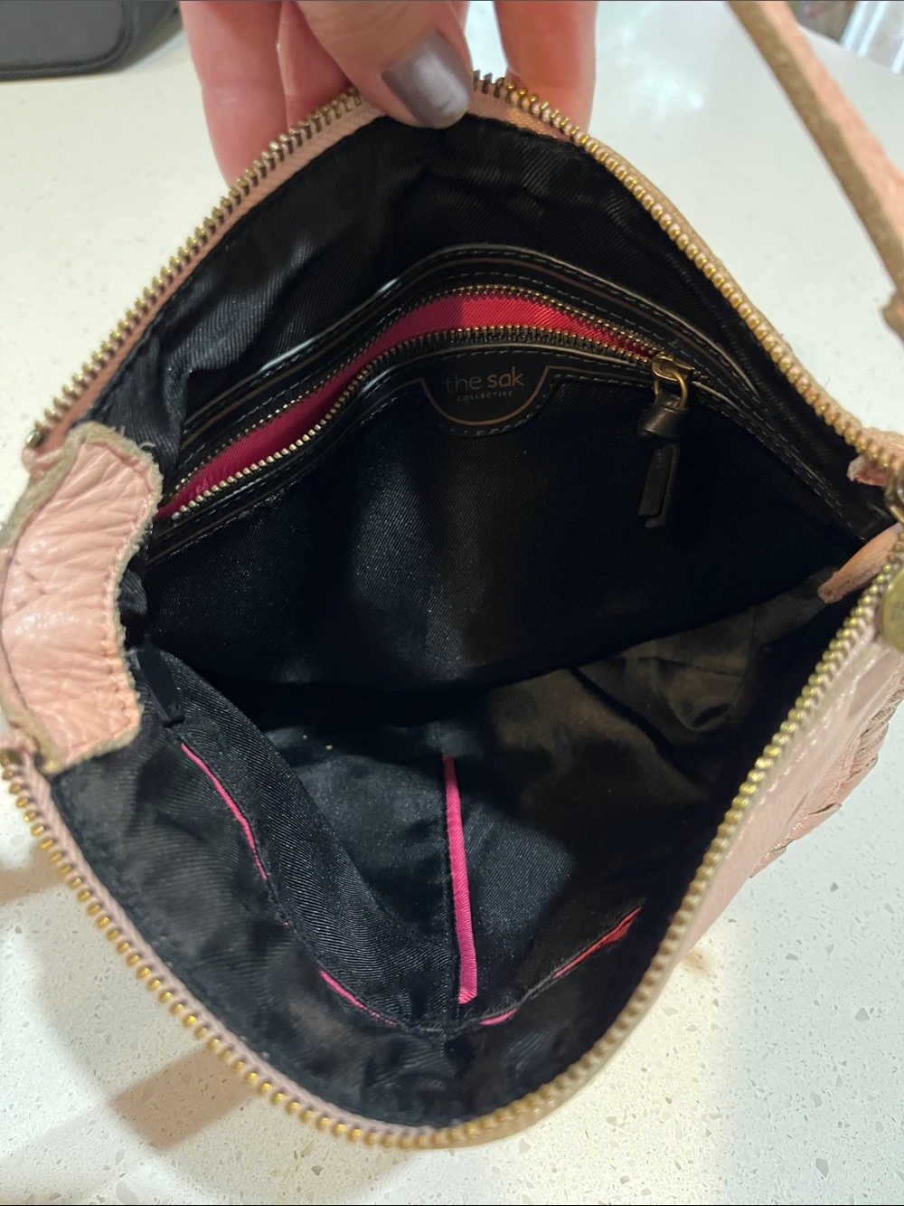 The Sak Blush Pink Leather Crossbody with Braided Flap - Picture 6 of 8